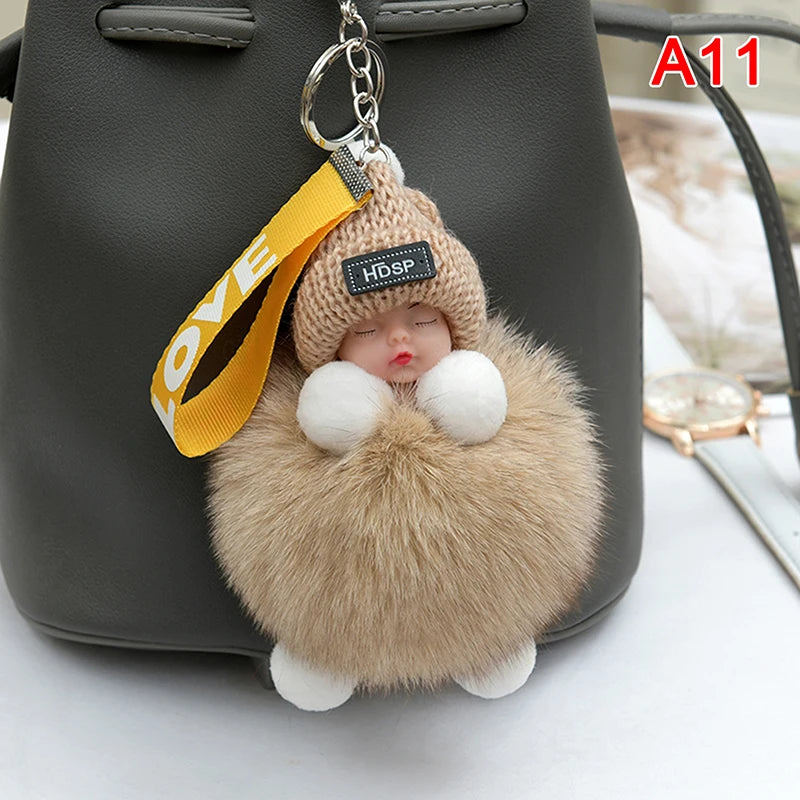 Charming Plush Fox Fur Keychain Pendant