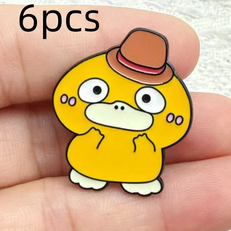 Chic Cartoon Enamel Pin Set - 6 Trendy Badges