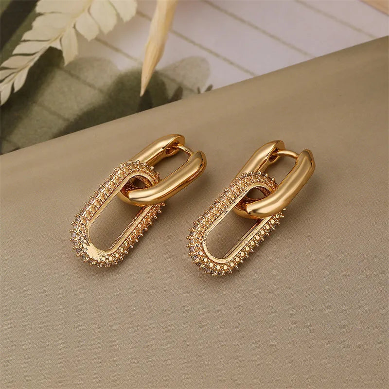 Boucles d'oreilles Ellipses Éclatantes en Strass