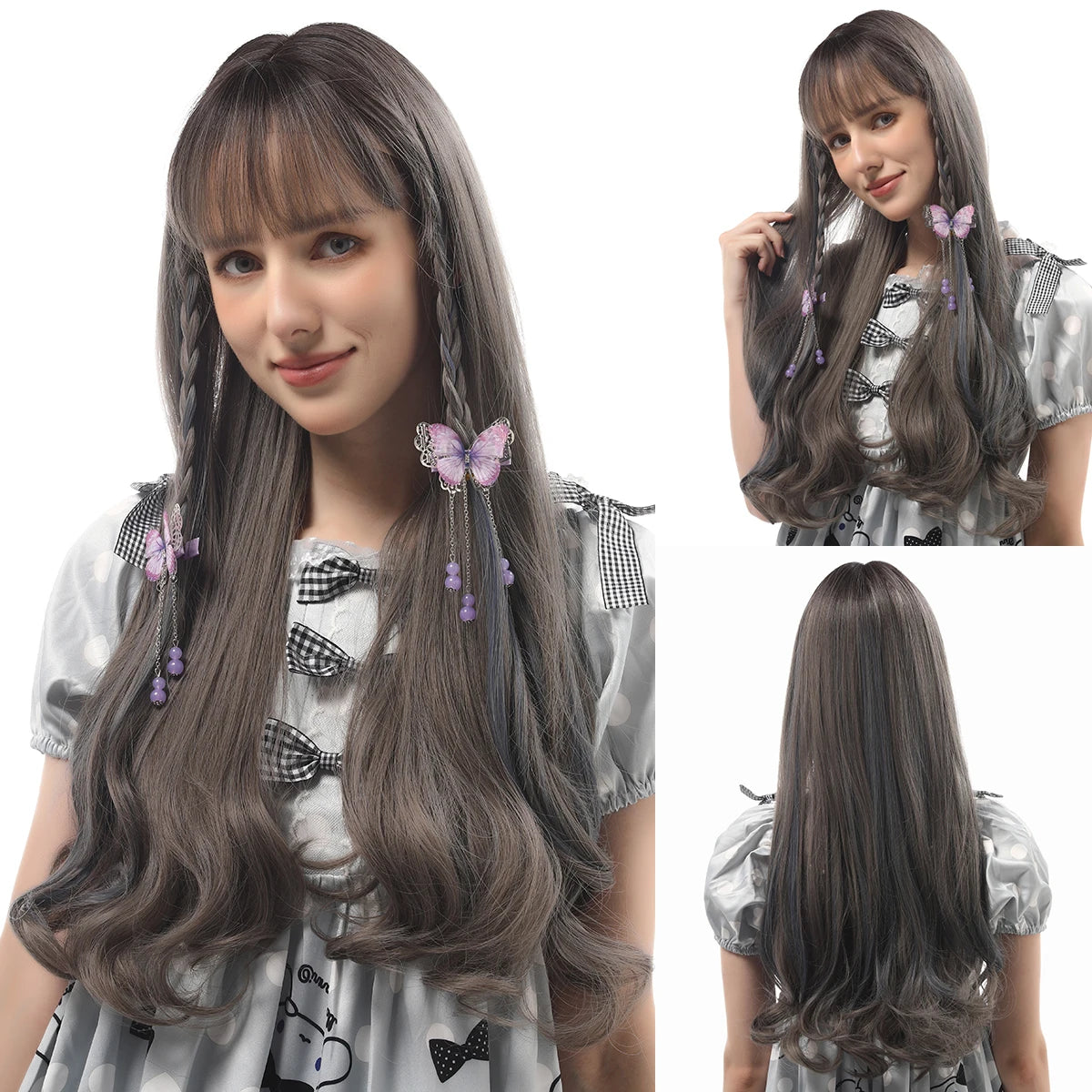 Perruque Bouclée Frangée Multicolore 30 Résistante