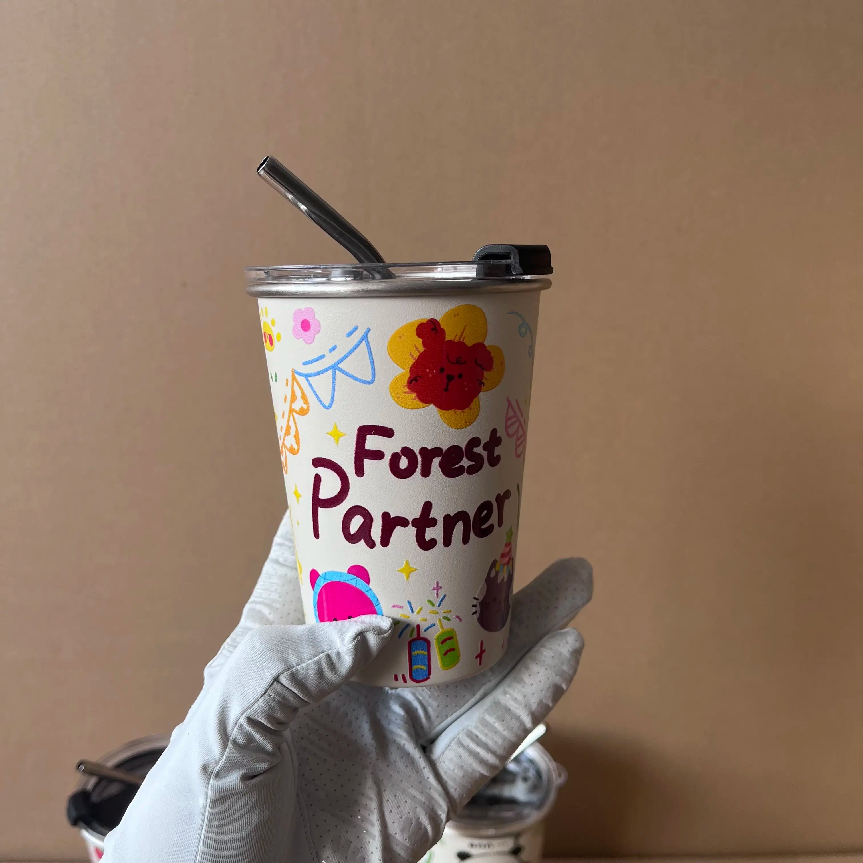 Tasse Animali’Steel : Art Extérieur & Paille Stylée