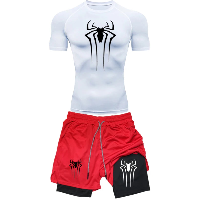 Ensemble Sport Homme Compression Araignée Séchage Rapide