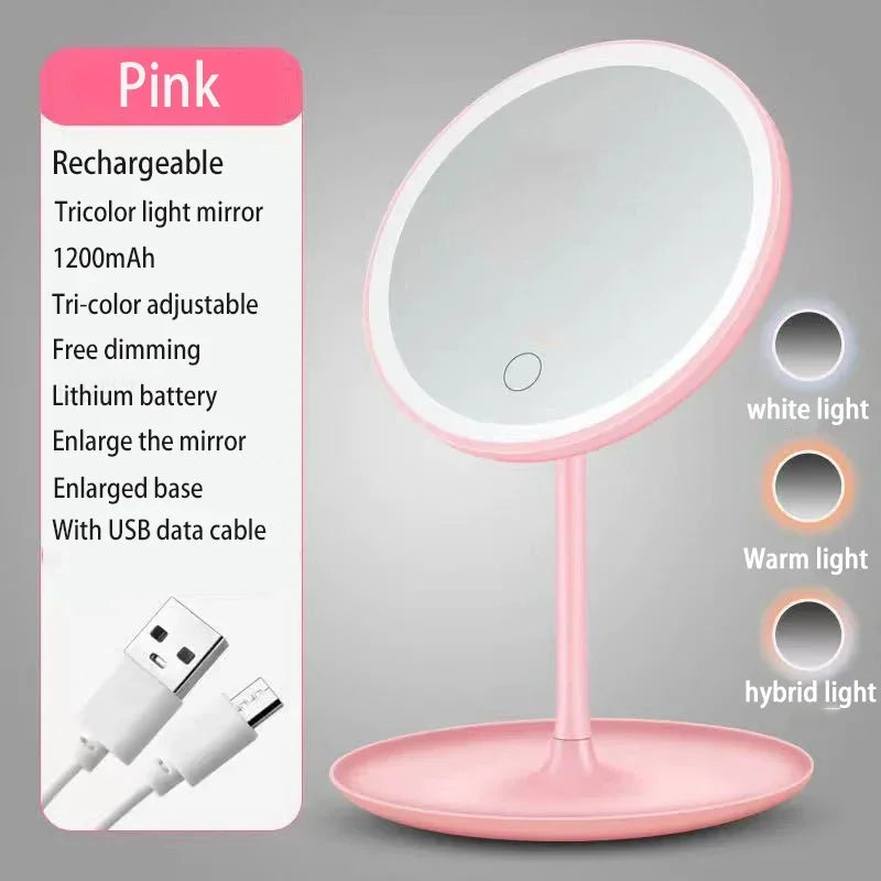 Miroir LED Pliable avec Rangement et Lumière Ajustable