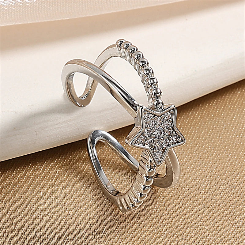 Bague Zircon Double Couches ZAKOL Or