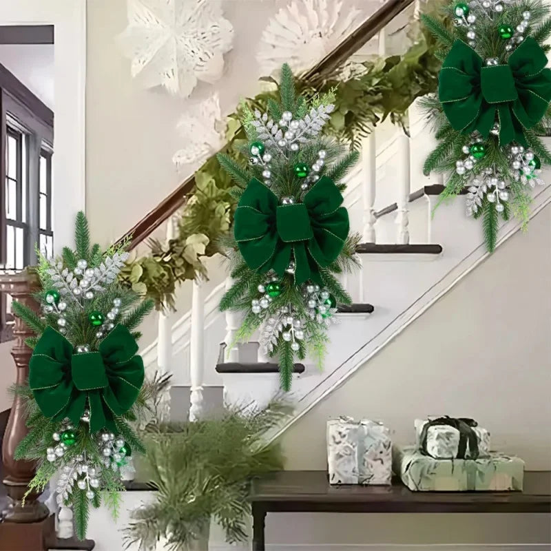 LUSQI Nordic Holiday Stair Decor & Wreaths