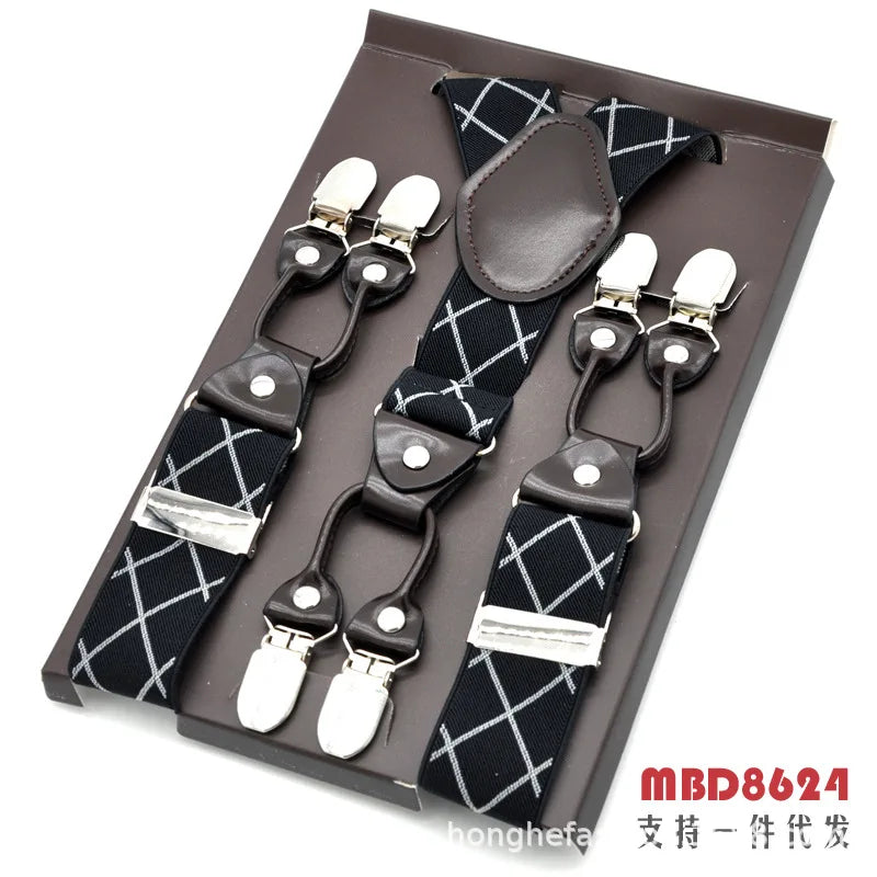 Adjustable 6-Clip Suspenders for Men & Women
