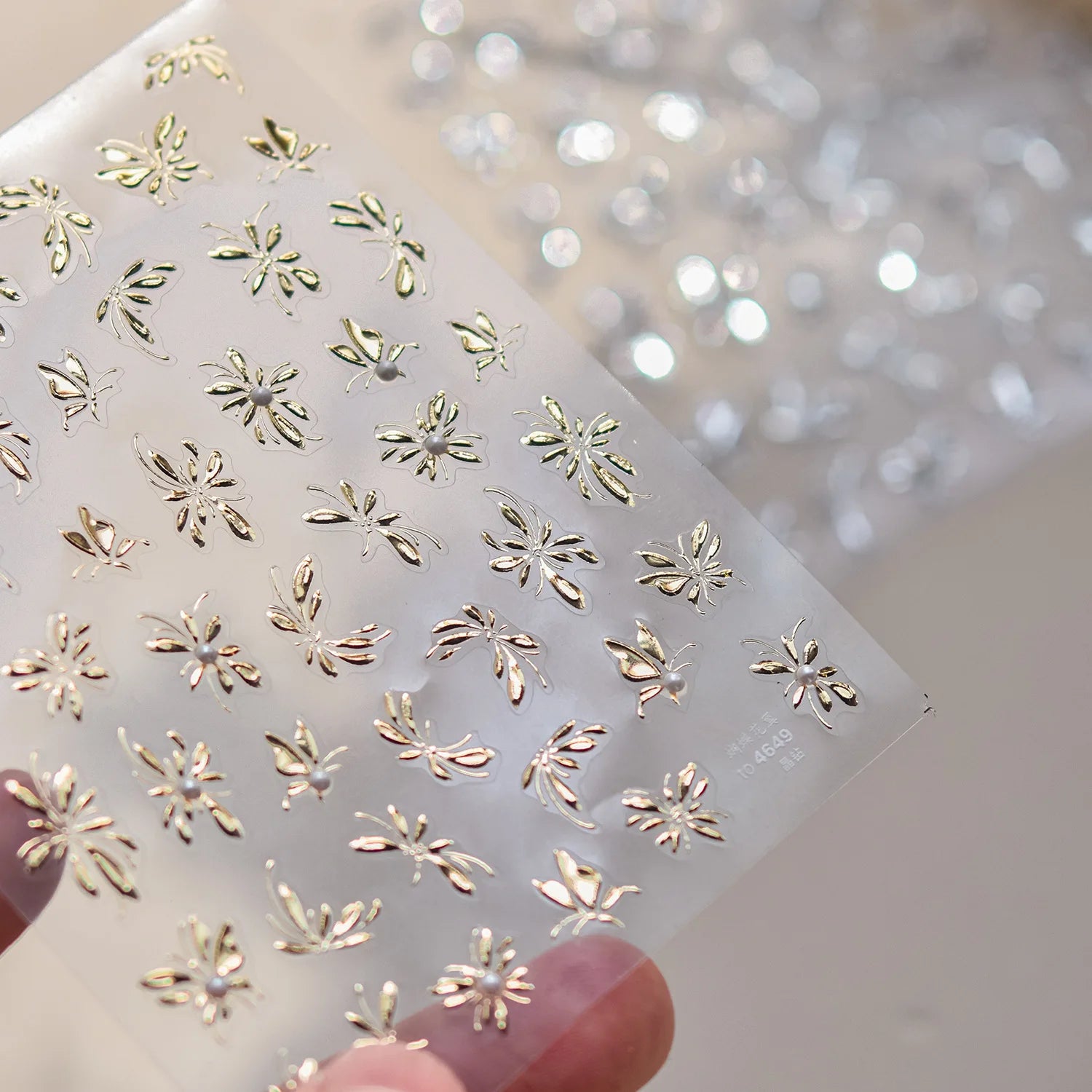 Autocollants Kawaii 5D Jasmin Pailleté pour Ongles