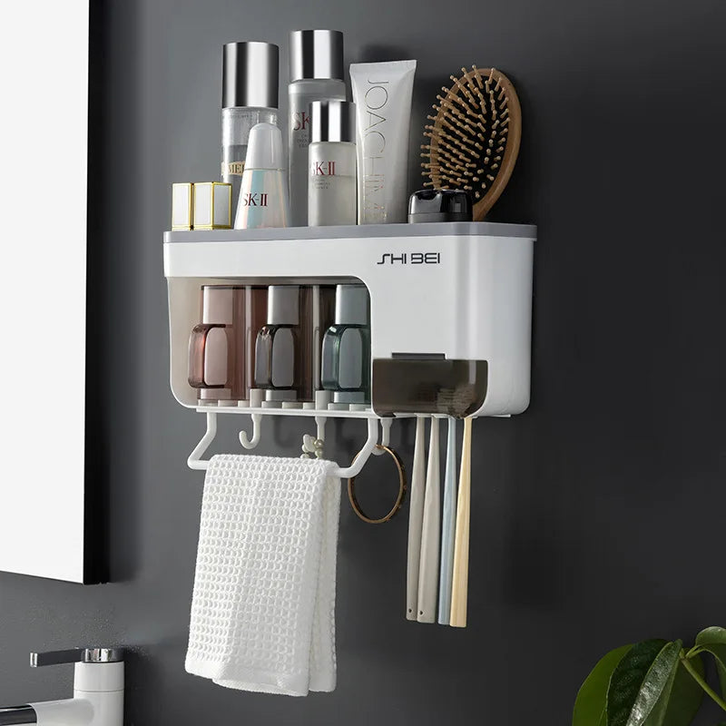 Organiseur Mural Hygiénique: Porte-brosse & Accessoires