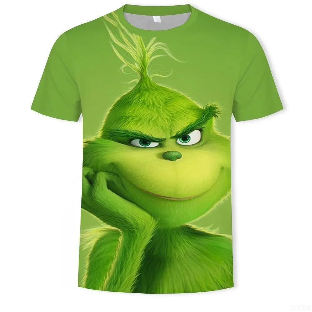 T-shirt Monstre de Noël 3D pour Enfants - Vert Furieux