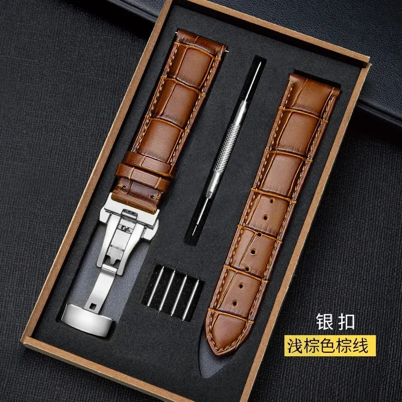 Wood Box Watch Band: Genuine Leather Replacement