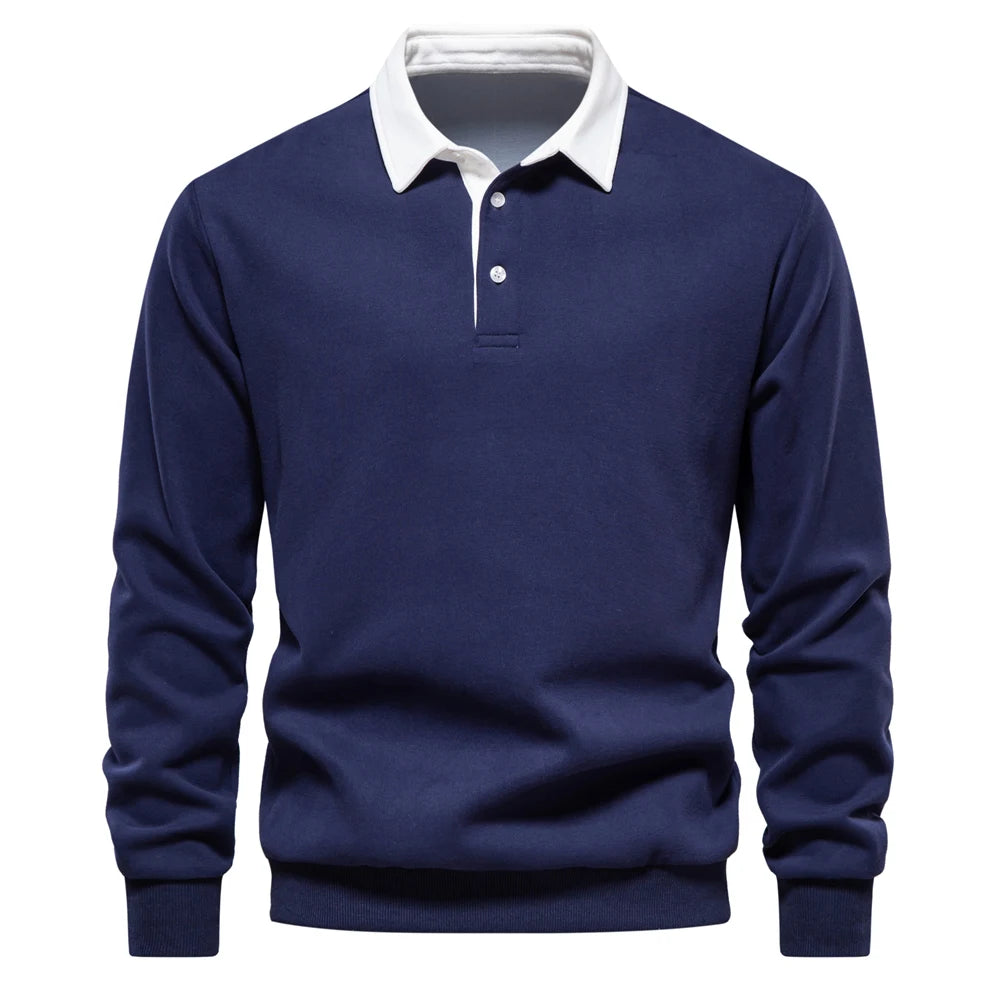 Polo-Style Casual Cotton Hoodie for Men