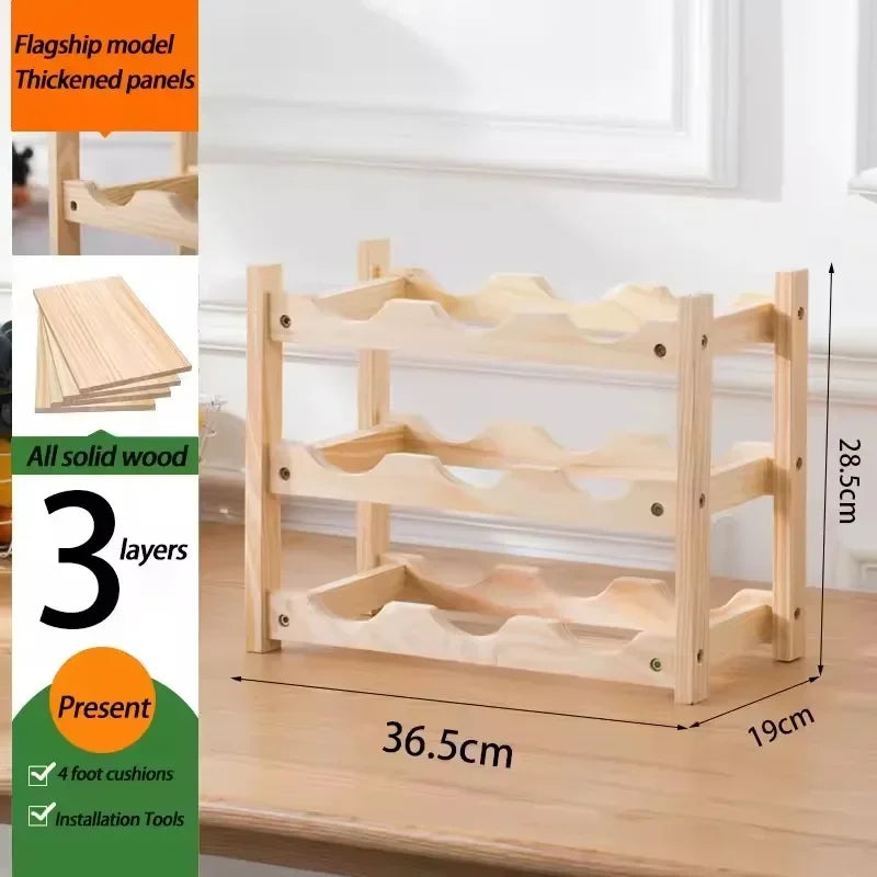 Rustic Wood Wine Rack - Elegant Bottle Storage
