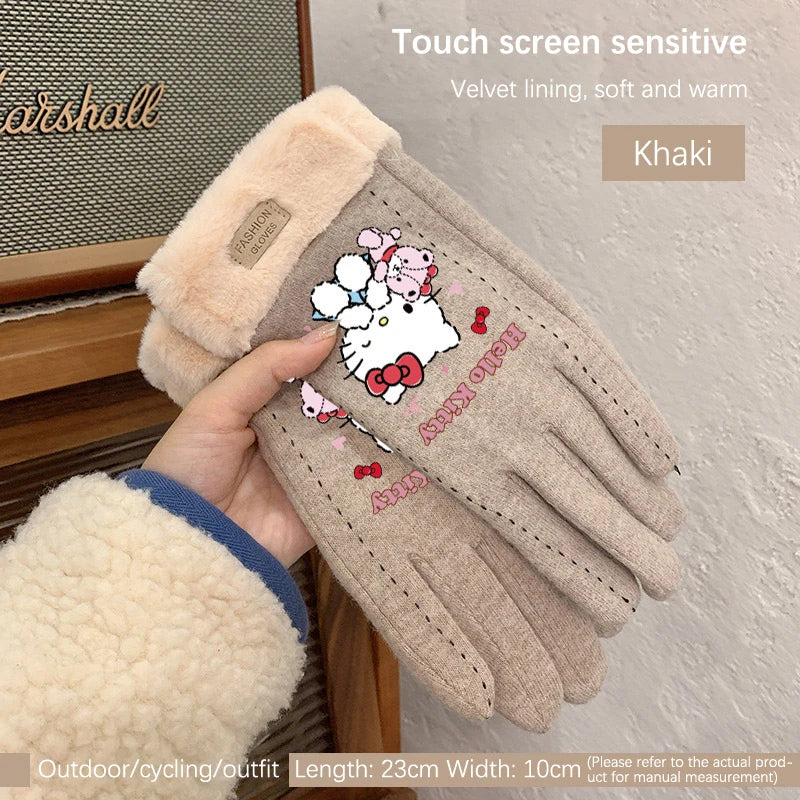 Gants Kawaii Hiver Kuromi & Hello Kitty
