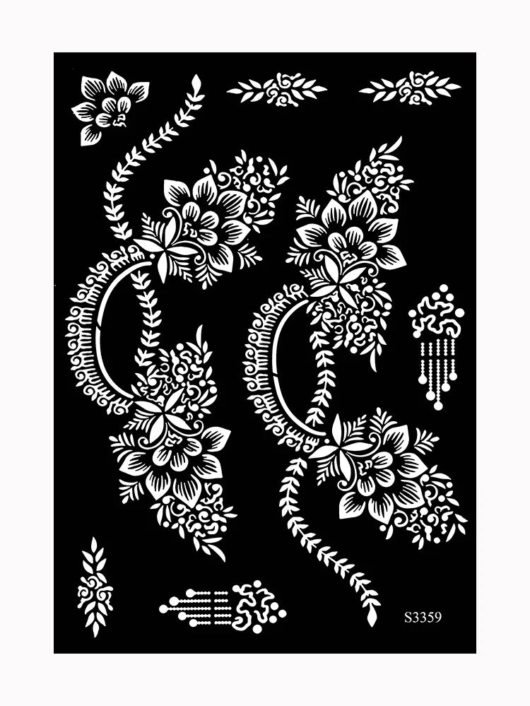 Pochoir Henné Fleurs - Tatouage Éphémère Réutilisable