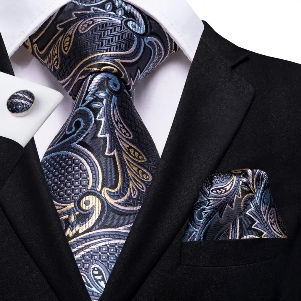 Cravate Élégante Hi-Tie en Soie Gris Fumé pour Hommes