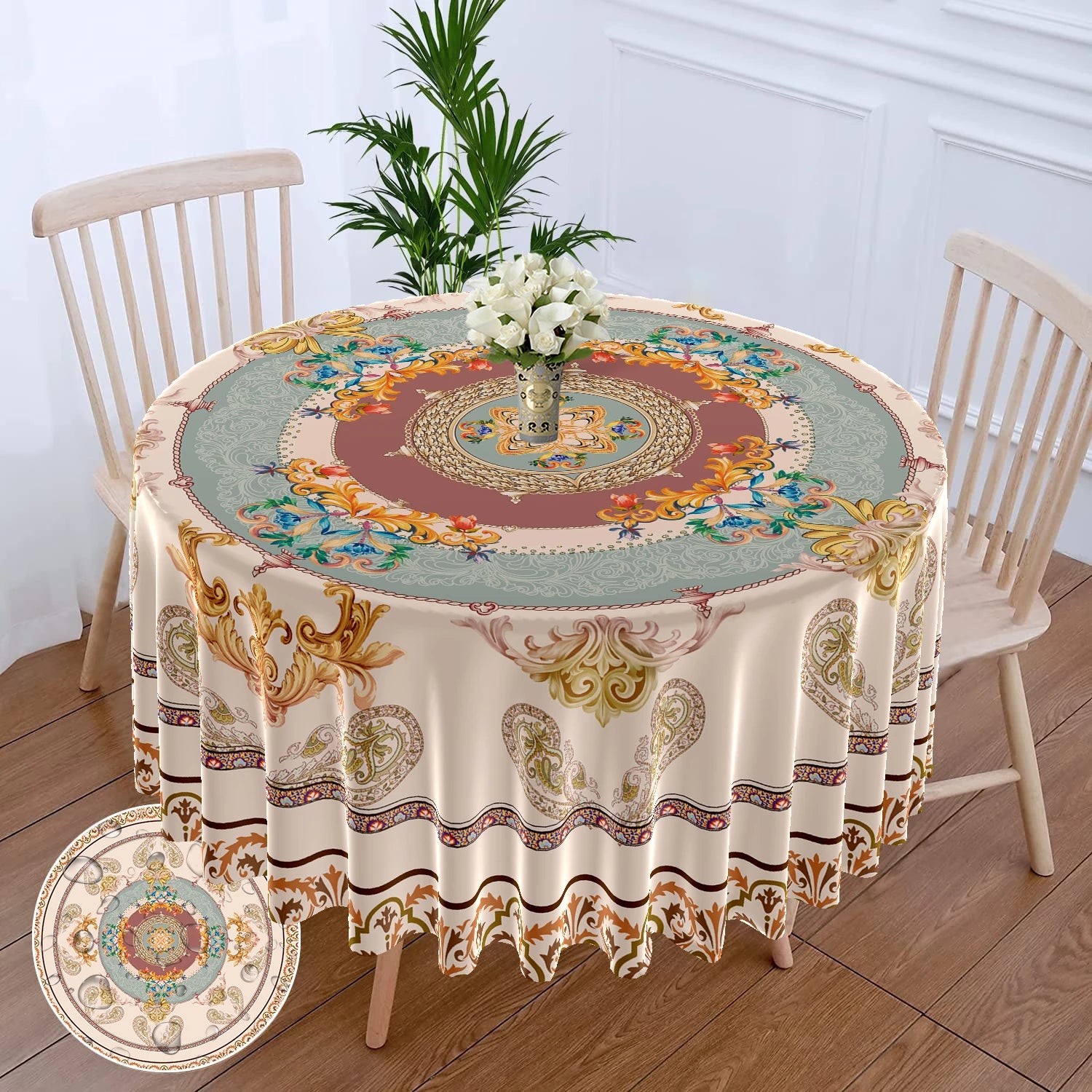 Nappe ronde florale imperméable 63 - Style moderne