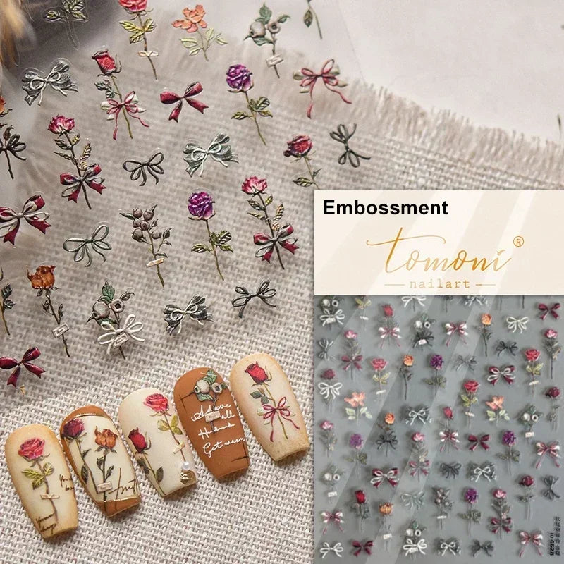 Autocollants Kawaii 5D Jasmin Pailleté pour Ongles