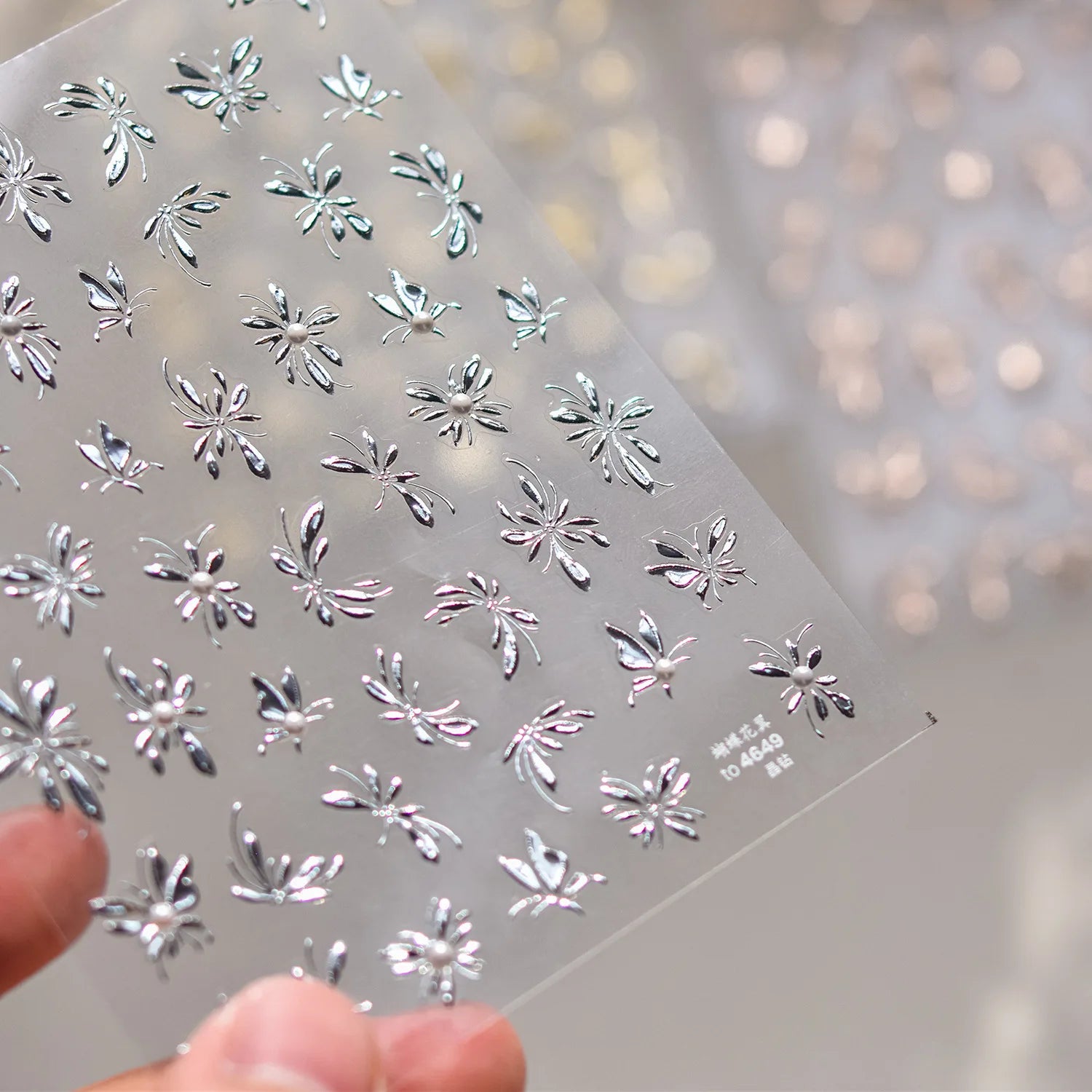 Autocollants Kawaii 5D Jasmin Pailleté pour Ongles