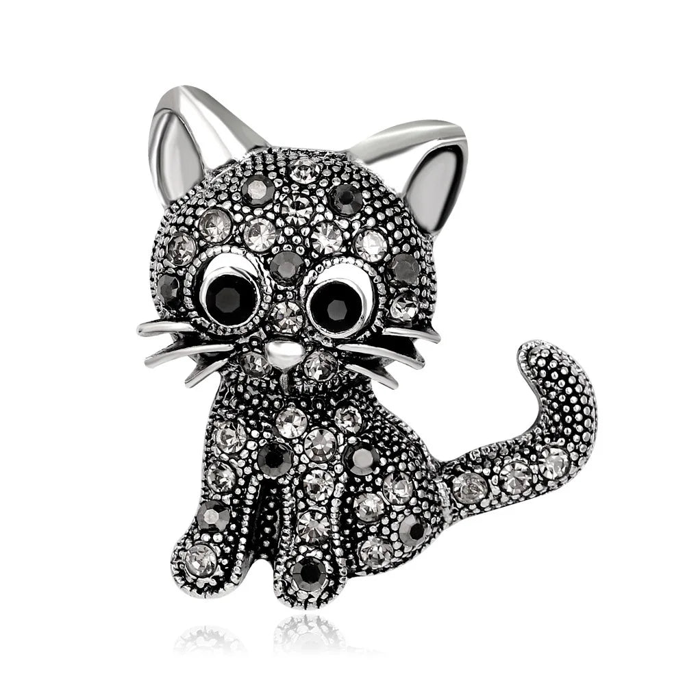 Broche Éclat Chaton en Cristal - Élégance Féline
