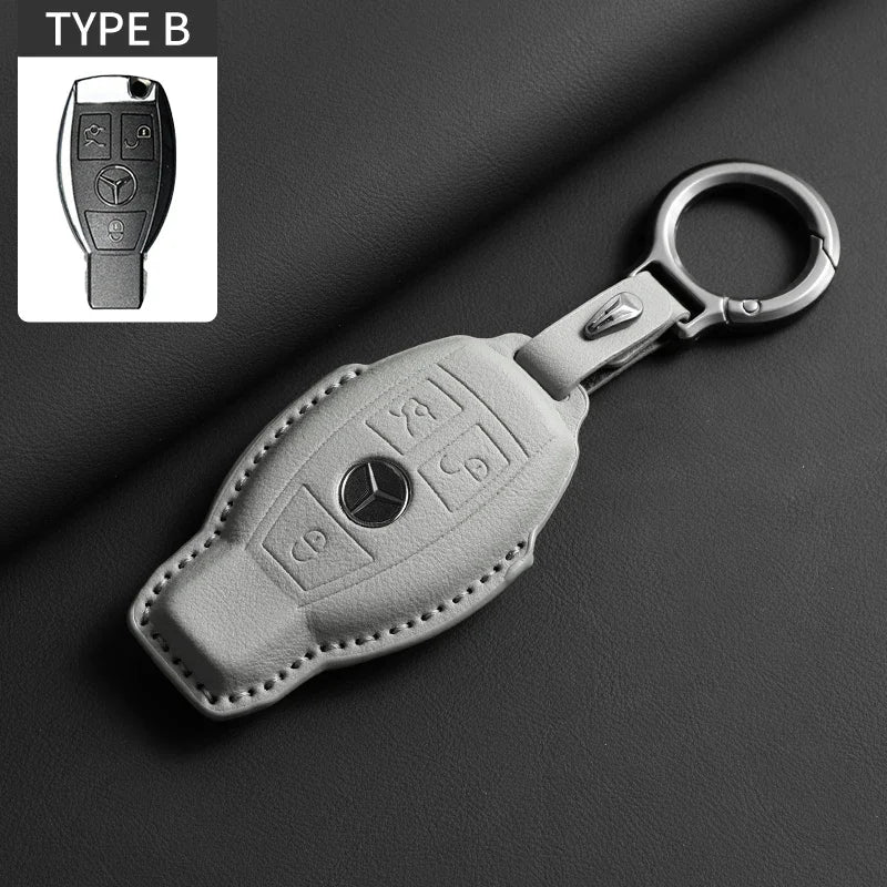 Luxury Leather Remote Key Case for Mercedes Models