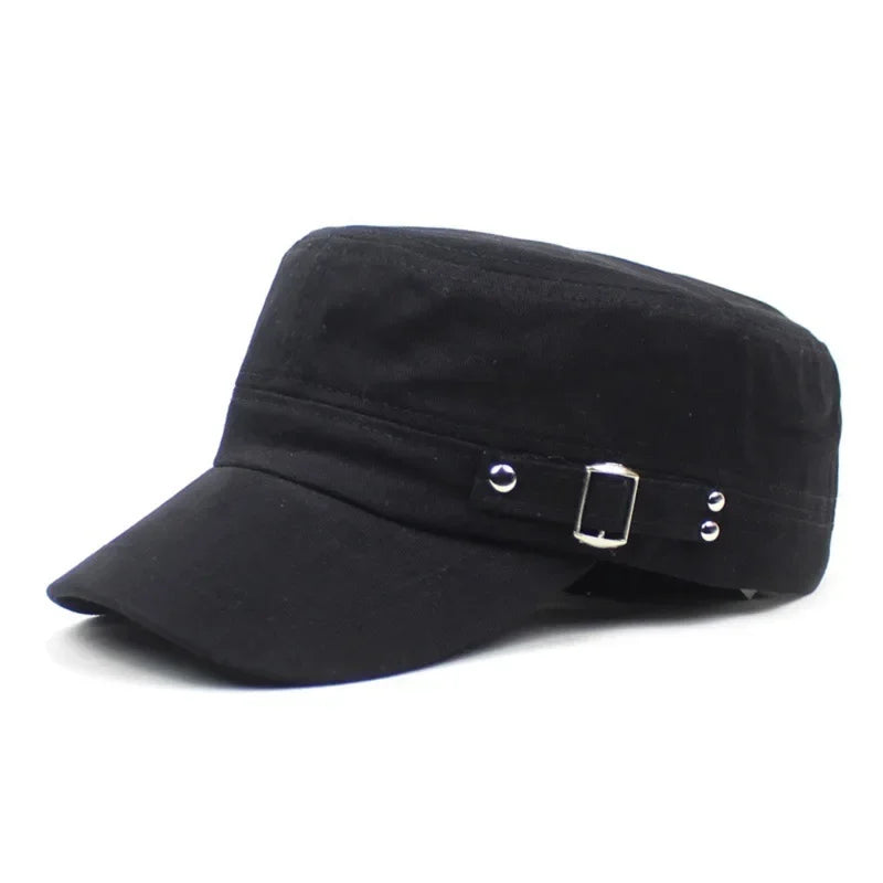 Casquette militaire unisexe en coton délavé