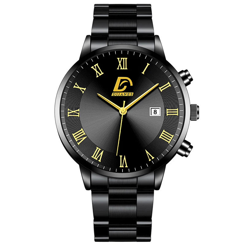 DIJANES Luxe Quartz Montre Homme Élégante Minimaliste