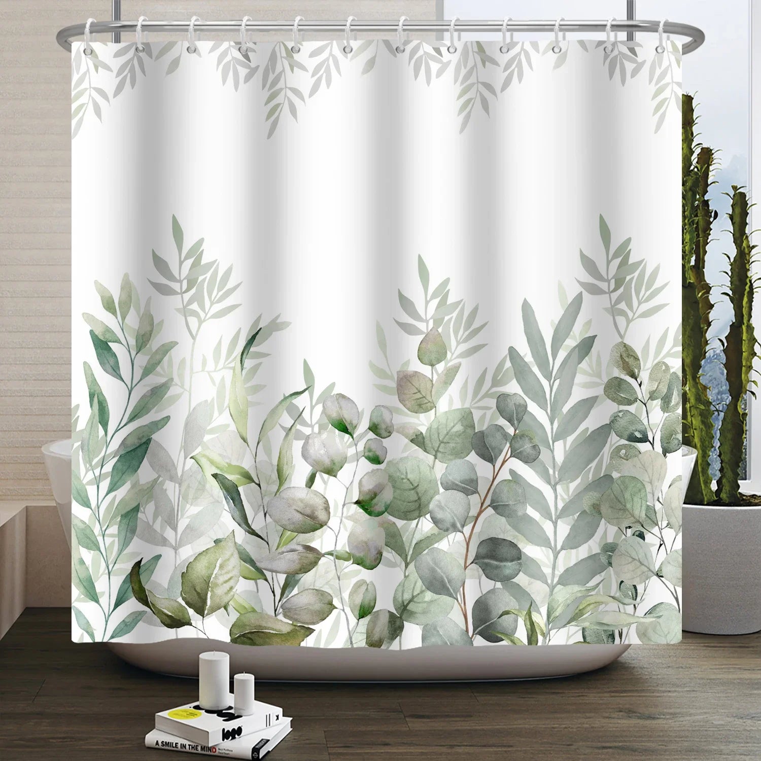 Rideau de Douche Écologique Feuilles Vertes