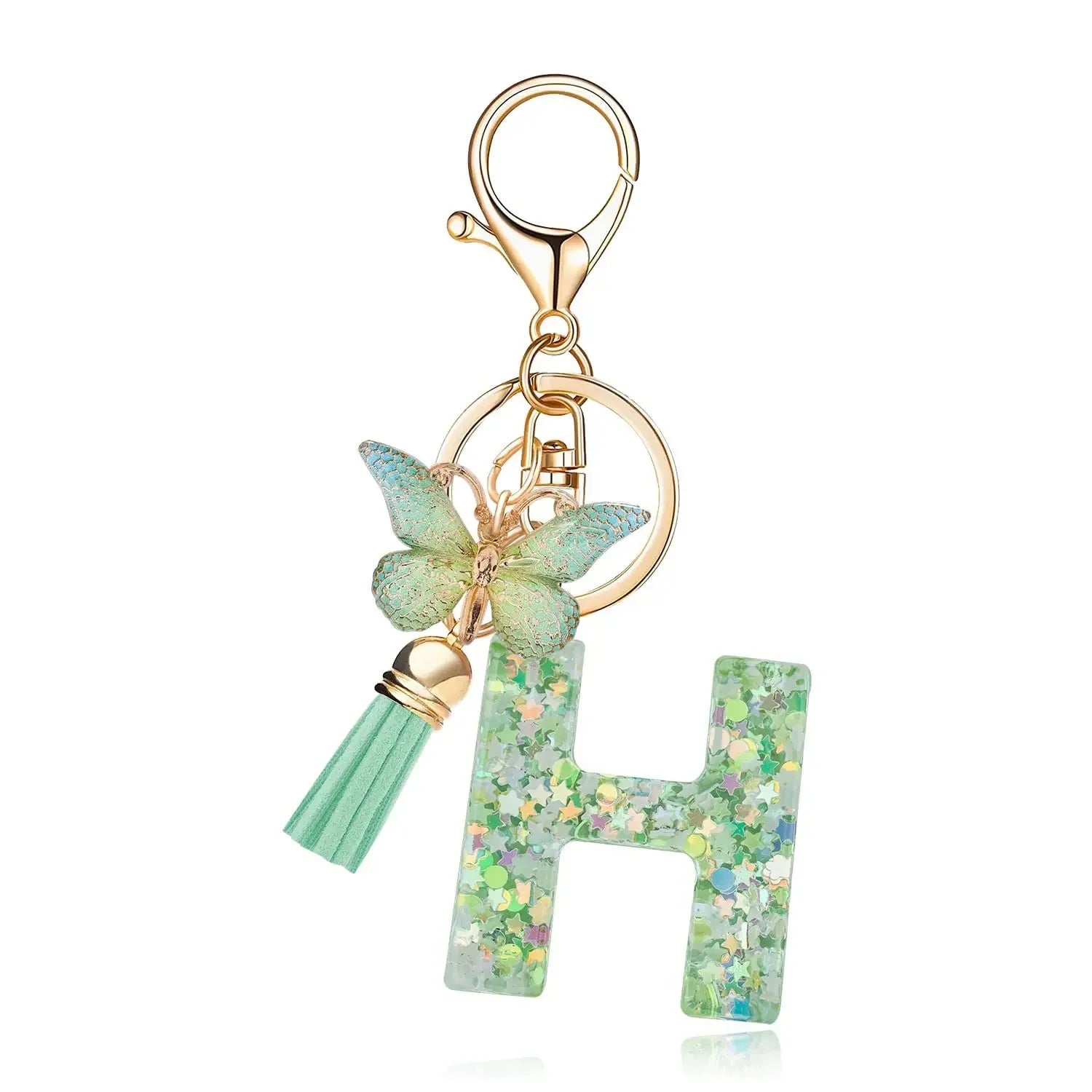 Green Butterfly Resin Keychain - Chic Gift Accessory