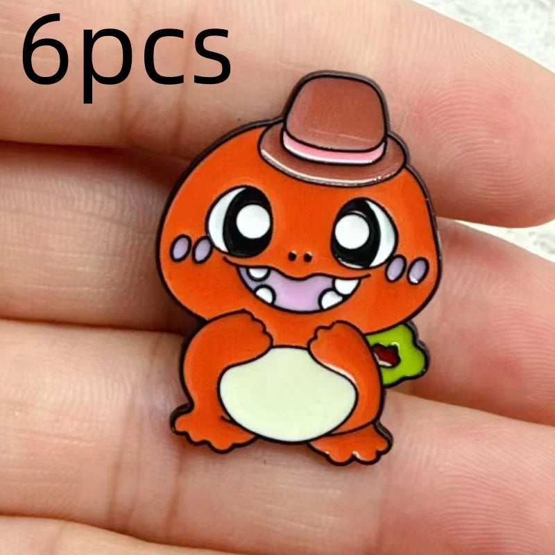 Chic Cartoon Enamel Pin Set - 6 Trendy Badges