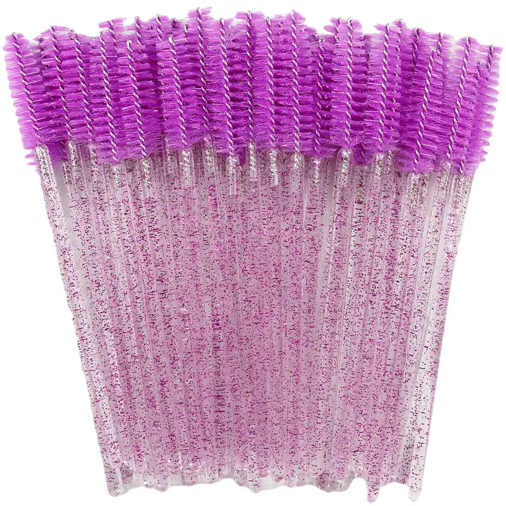 Brosses à cils colorées - 50 pièces en combo scintillant
