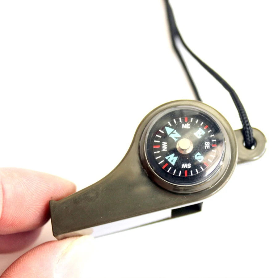 Rescue Whistle: High Decibel with Compass & Thermometer