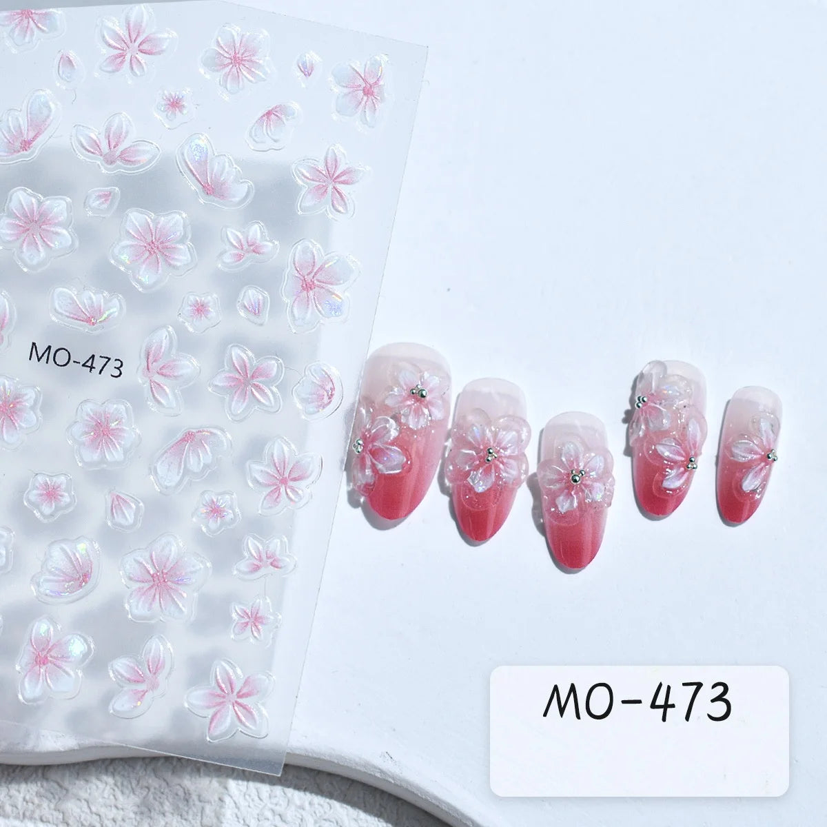 Autocollants Kawaii 5D Jasmin Pailleté pour Ongles