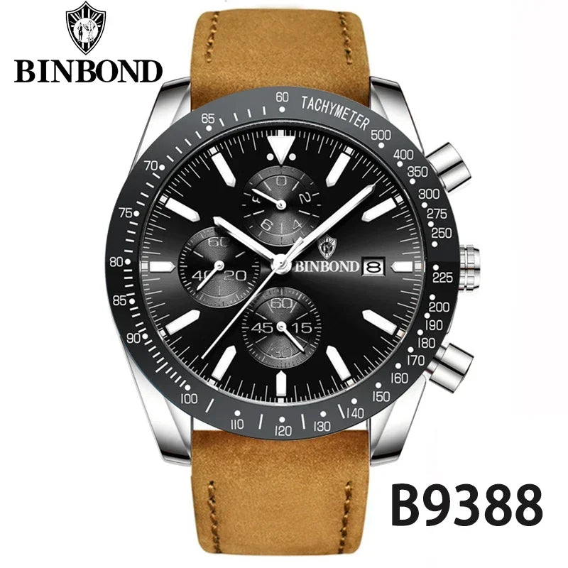 Montre Sport Luxe BINBOND Étanche Chronographe Homme