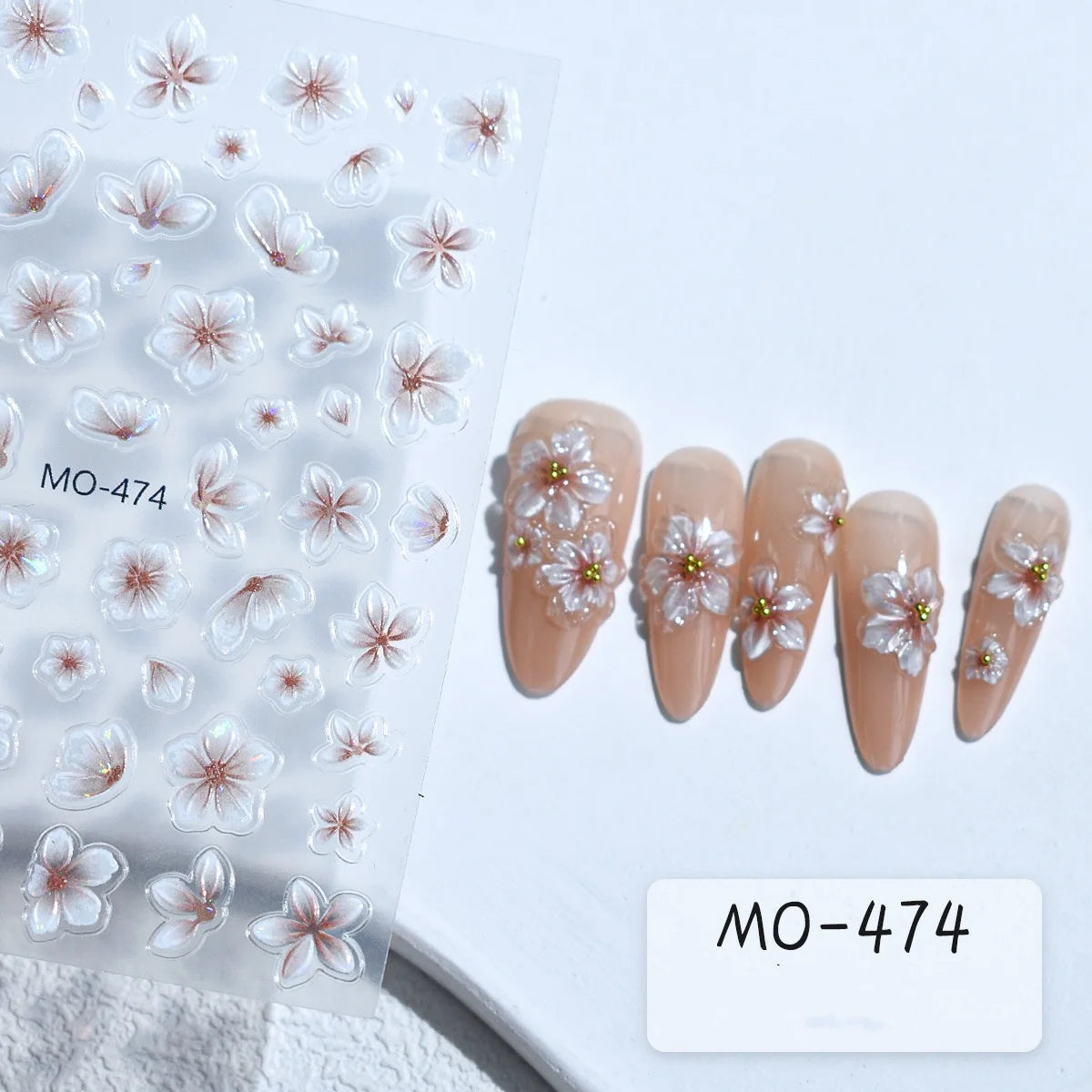 Autocollants Kawaii 5D Jasmin Pailleté pour Ongles