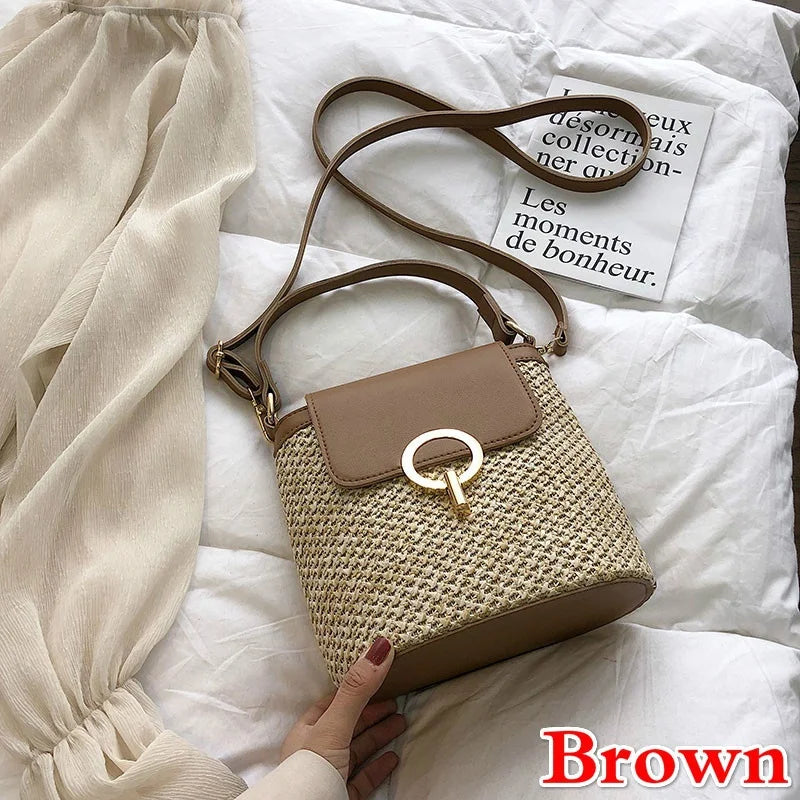Sac seau tissé Coréen - Élégance estivale féminine