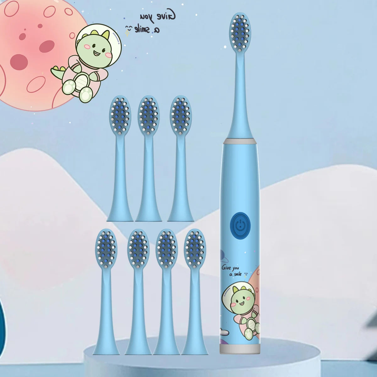 Cartoon Space Kids Electric Toothbrush & Soft Brush