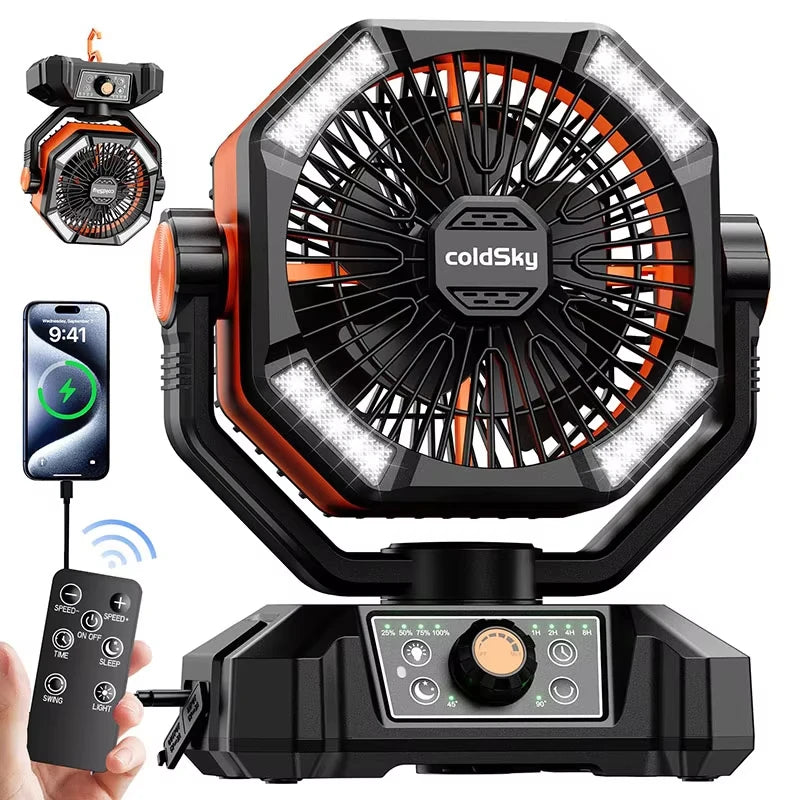 ColdSky BreezePro: 8-Speed Fan & LED Light Combo