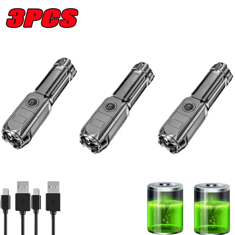 Lampe Tactique USB Zoom - Éclairage d’Urgence Puissant