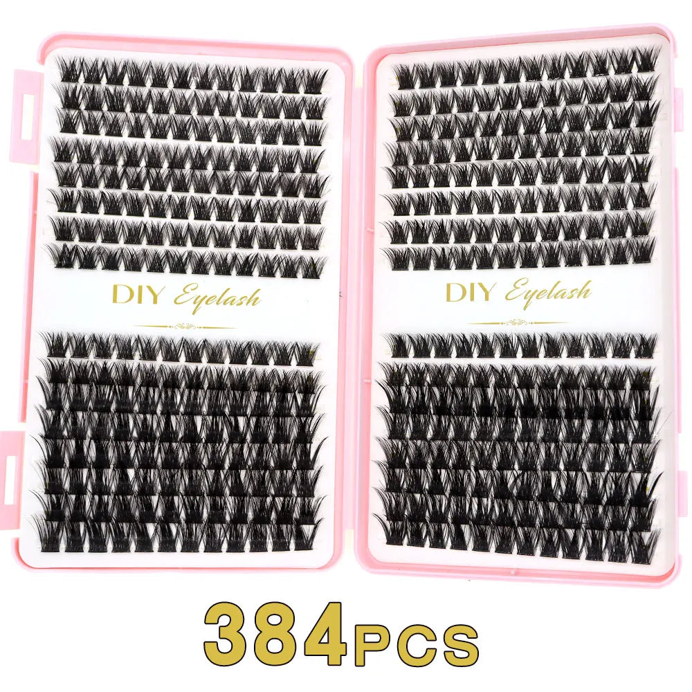 Kit DIY Cils Épais - 384 Grappes Maison Beauté