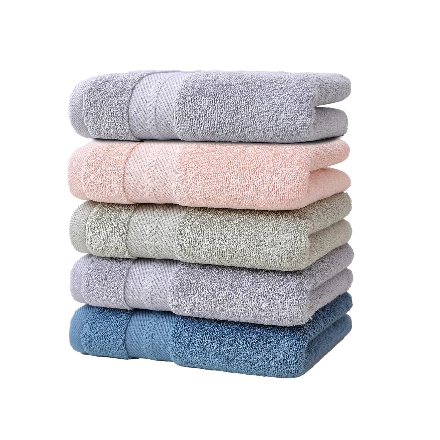 Soft Cotton Bath Towel Set - 5 Absorbent Face Towels