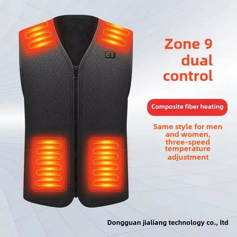 Veste Chauffante USB 9 Zones, Température Réglable