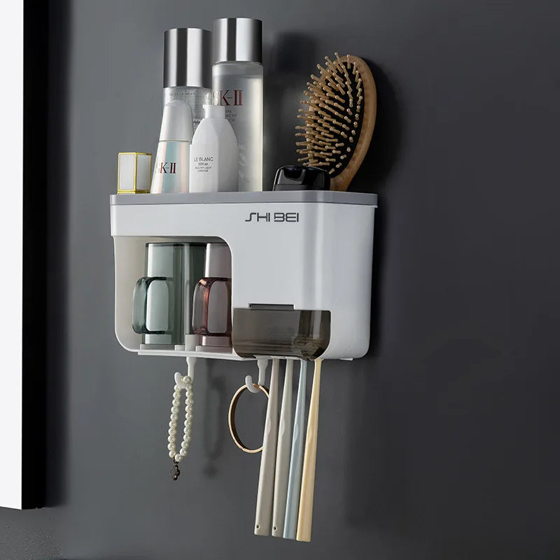 Organiseur Mural Hygiénique: Porte-brosse & Accessoires