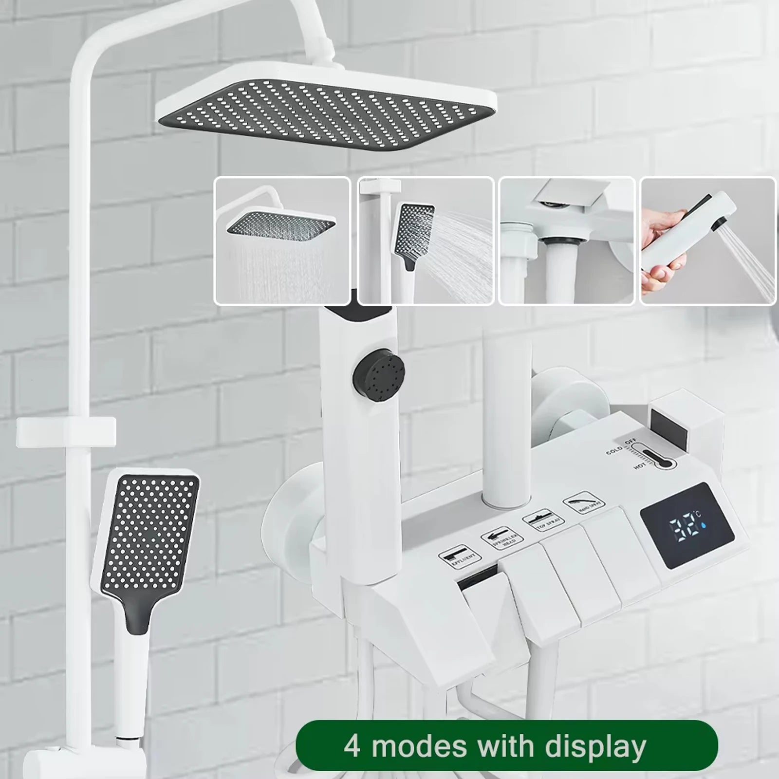 Ensemble de Douche Blanc 4 Voies Pluie & Bidet