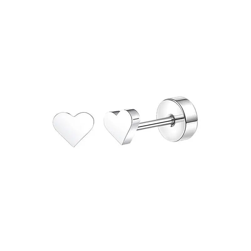 Boucles d'oreilles Lune Cœur en Acier Inoxydable