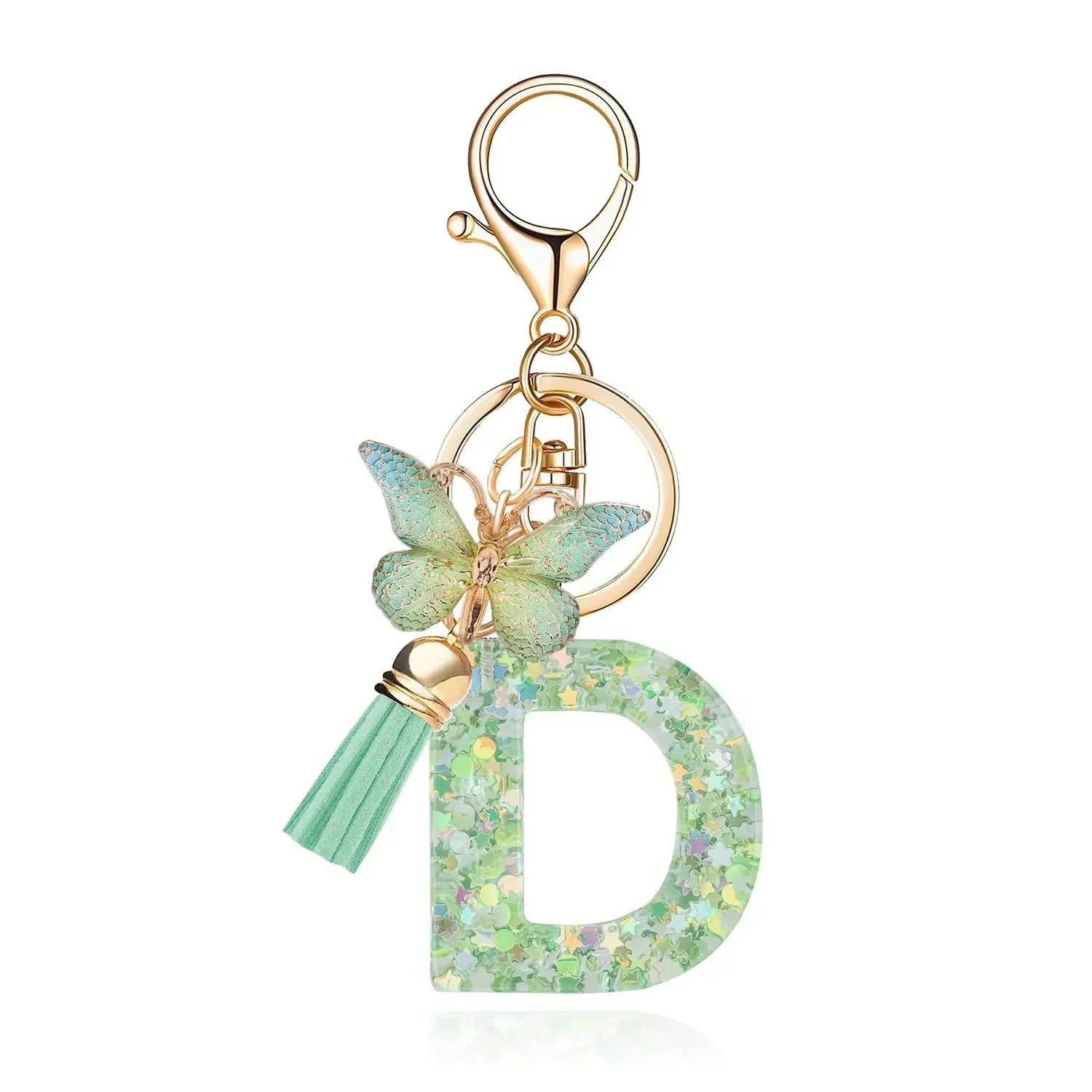 Green Butterfly Resin Keychain - Chic Gift Accessory