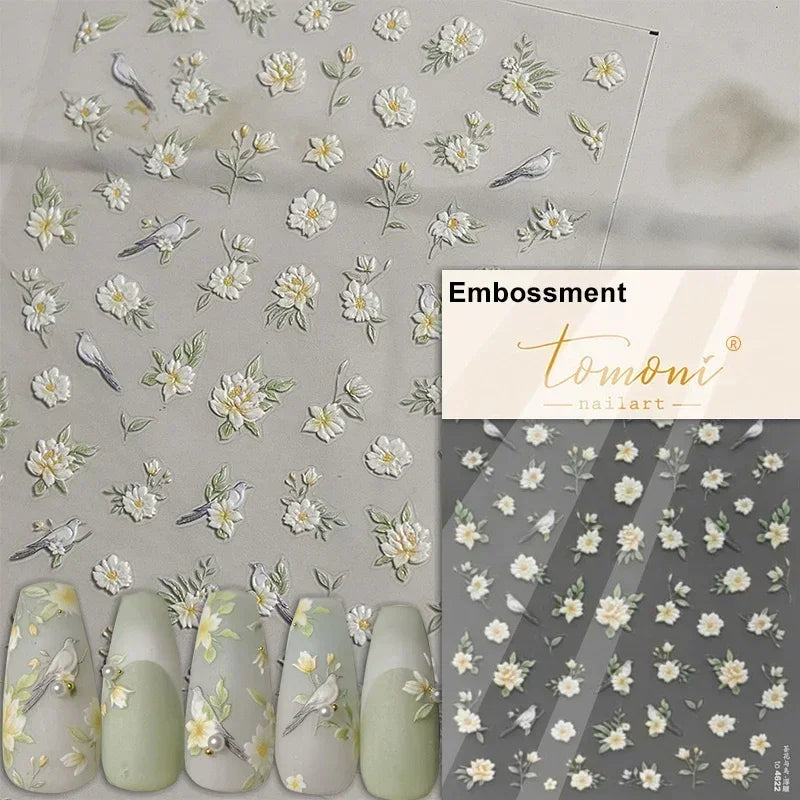 Autocollants Kawaii 5D Jasmin Pailleté pour Ongles