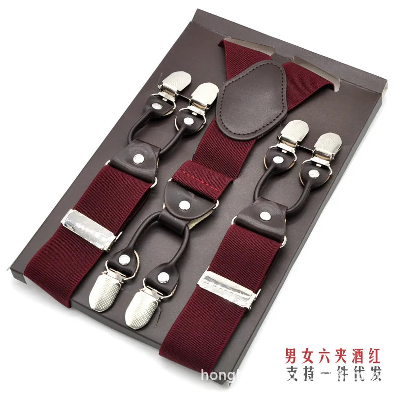 Adjustable 6-Clip Suspenders for Men & Women