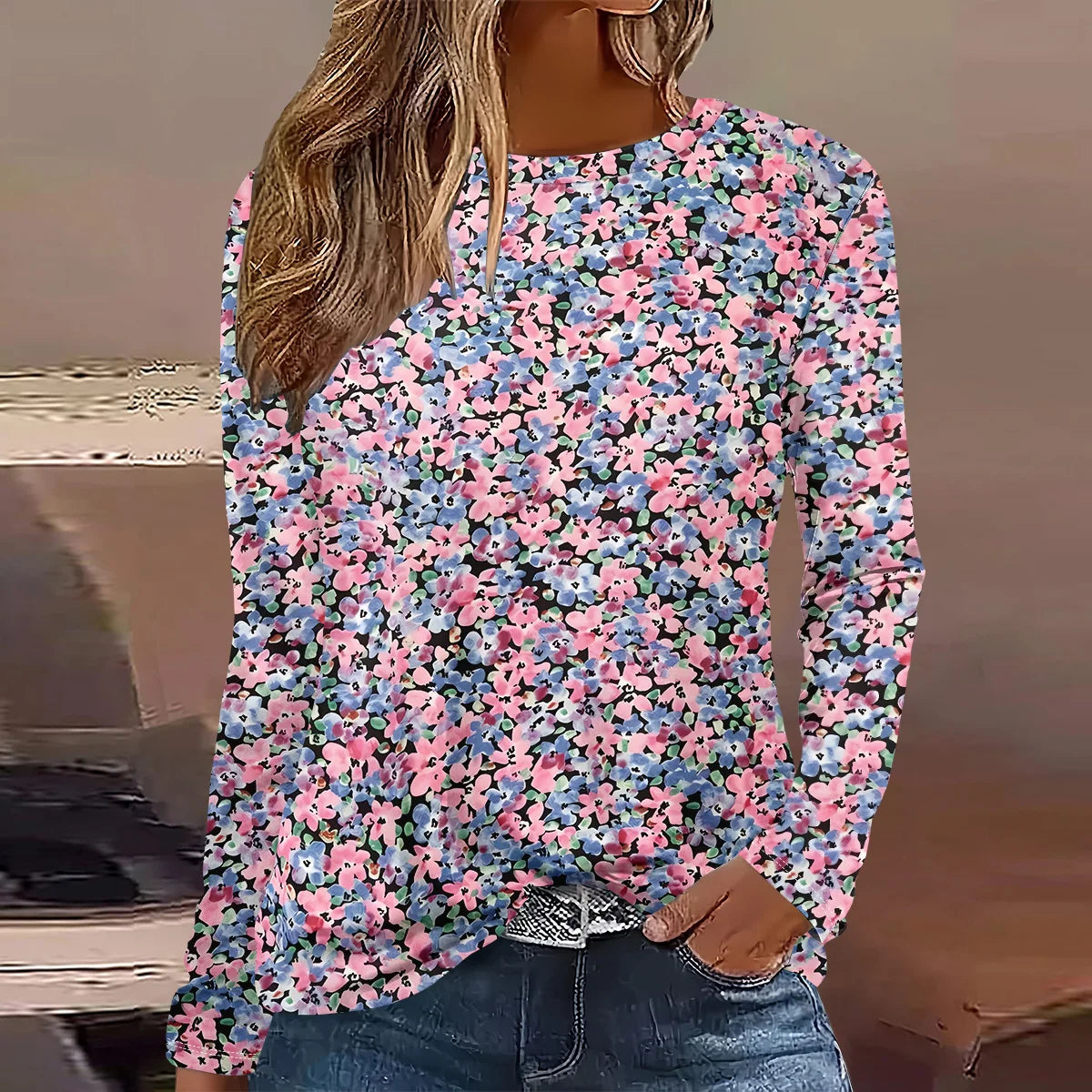 T-shirt long femme été , style géométrique chic