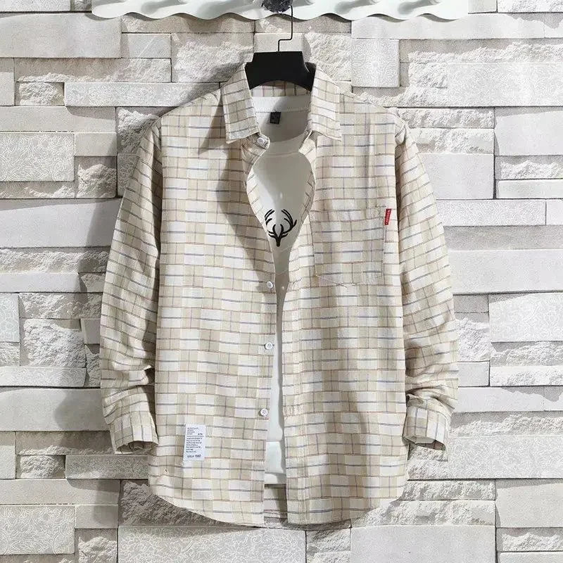 Chemise Plaid Longue Manches Style Coréen Automne-Printemps