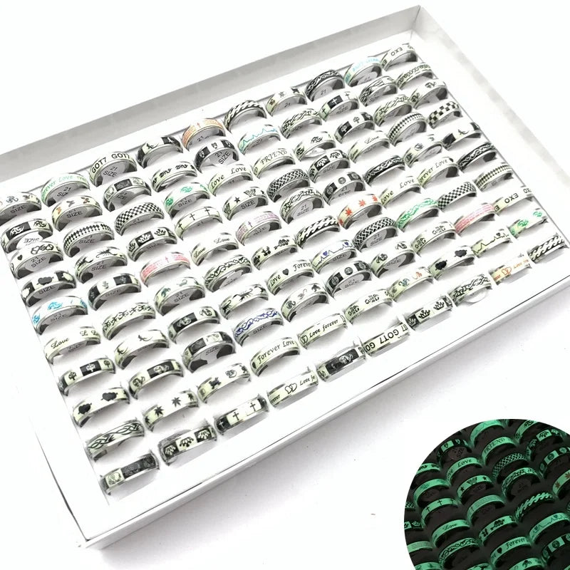 20-Piece Unisex Stainless Steel Ring Set - Trendy Mix